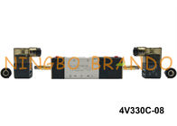 1/4 &quot;NPT 4V330C-08 A Irtac ประเภทนิวเมติกวาล์วขดลวดแม่เหล็กไฟฟ้า 5/3 วิธีใกล้ศูนย์ AC220V DC24V